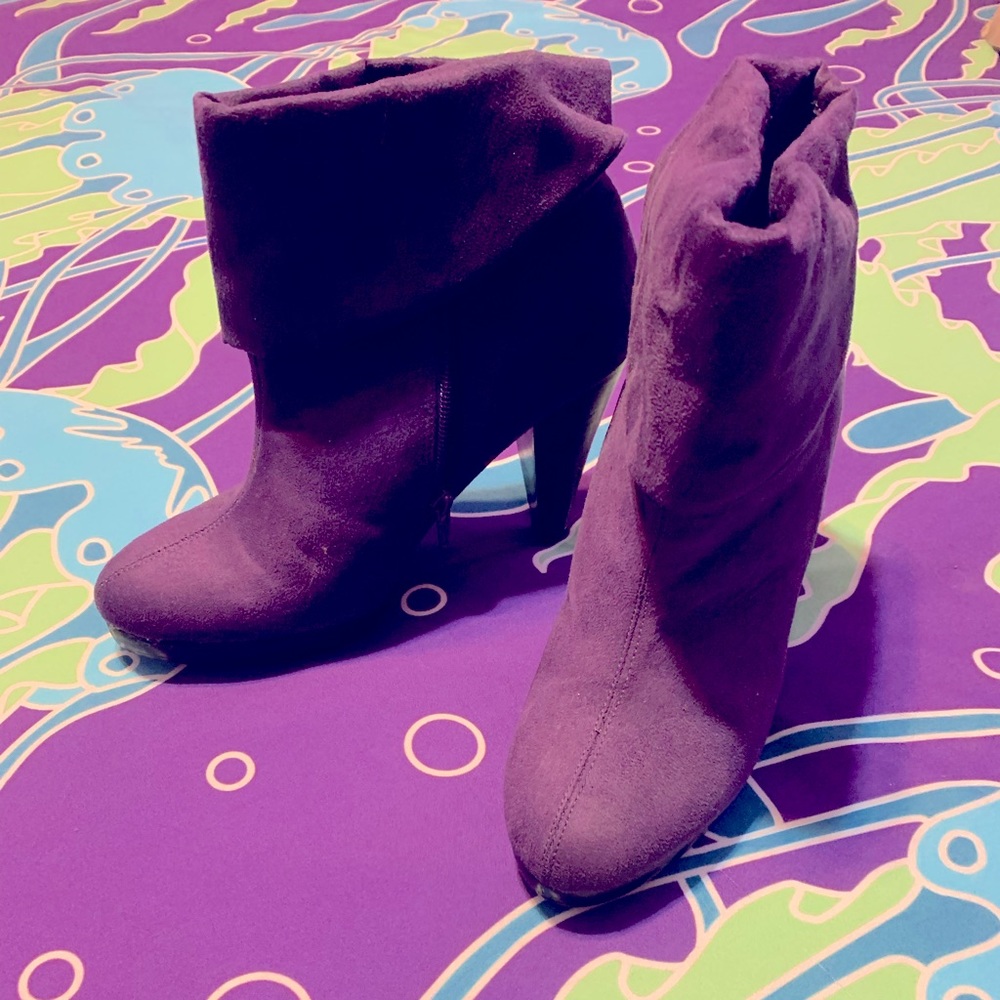 Purple Zip Up High Heeled Boots